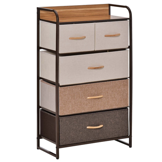 HOMCOM 5-Drawer Dresser Tower 3-Tier Storage Organizer in Multi Colour