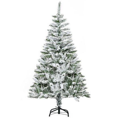 HOMCOM 5 Ft Snow Flocked Artificial Christmas Tree in Green