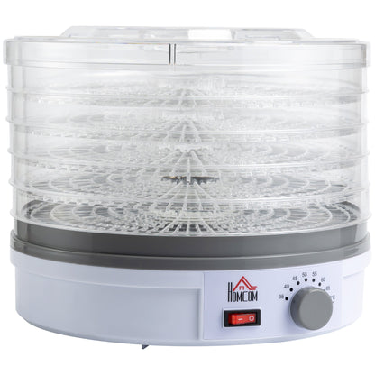 HOMCOM 5 Tier Food Dehydrator, 245W Food Dryer Machine with Adjustable Temperature Control for Drying Fruit, Meat, Vegetable, Jerky and Pet Treat, White