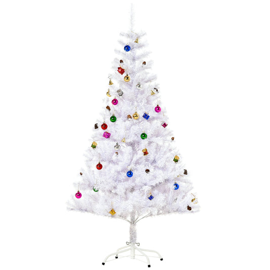 HOMCOM 5ft Snow Artificial Christmas Tree in White