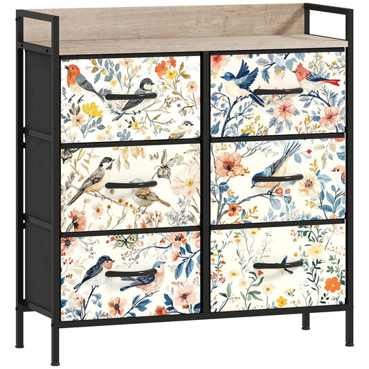 HOMCOM 6-Drawer Chest of Drawers in White