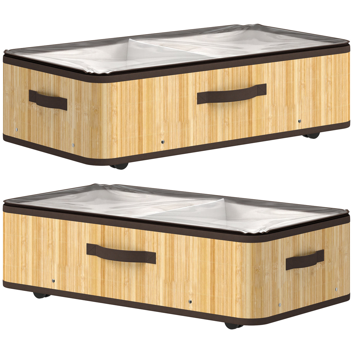 HOMCOM 60L Under Bed Storage in a Natural Wood Finish