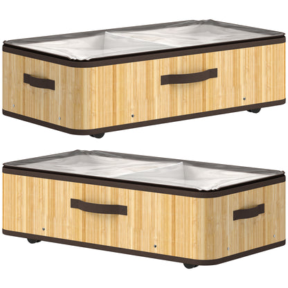 HOMCOM 60L Under Bed Storage in a Natural Wood Finish