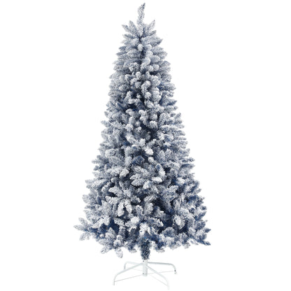 HOMCOM 6ft Flocked Artificial Christmas Tree in Blue