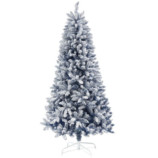 HOMCOM 6ft Flocked Artificial Christmas Tree in Blue