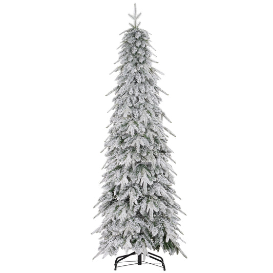 HOMCOM 6ft Snow-Covered Unlit Artificial Christmas Tree in Green