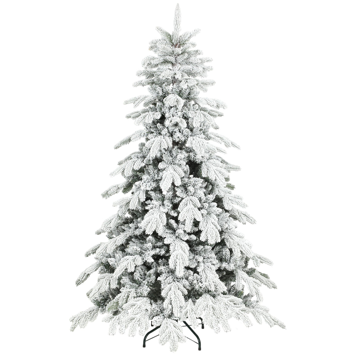 HOMCOM 6ft Super Flocked Christmas Tree in Green and White