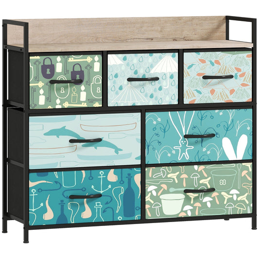 HOMCOM 7-Drawer Chest of Drawers in Blue