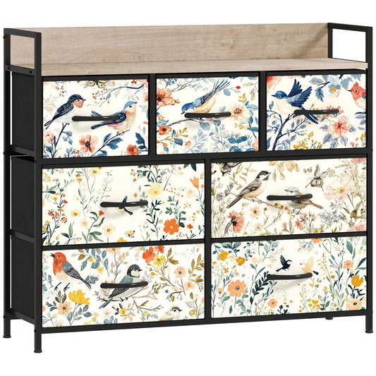 HOMCOM 7-Drawer Chest of Drawers in White