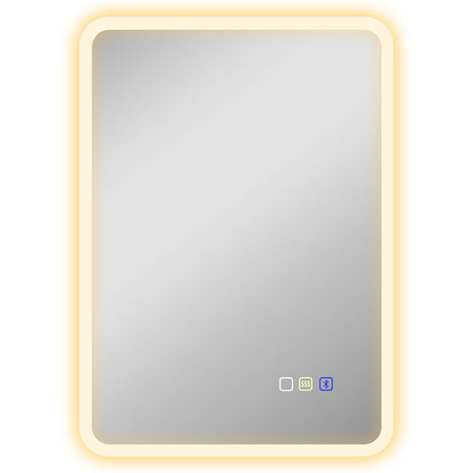 HOMCOM 70 x 50cm LED Bathroom Mirror, with Bluetooth - Silver Tone