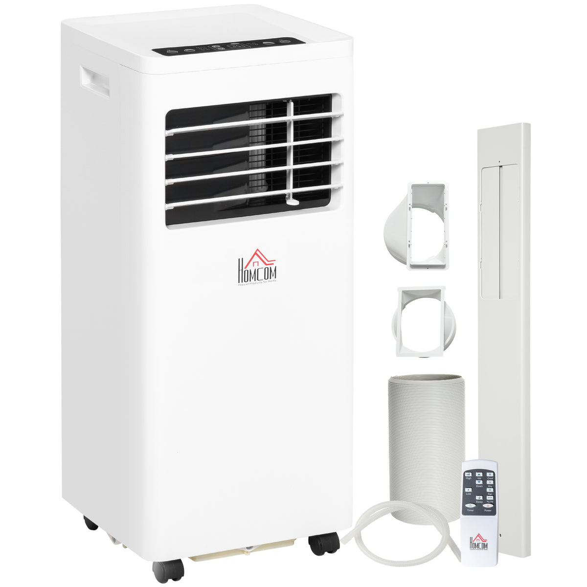 HOMCOM 7000 BTU Air Conditioning Unit, 3-in-1 Portable Air Conditioner, Dehumidifier, Cooling Fan with 2 Speeds, 24H Timer, Remote Control, Digital Display, Window Venting Kit, 26m²