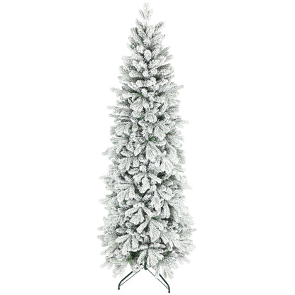 HOMCOM 7ft Flocked Artificial Christmas Tree in Green