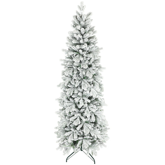 HOMCOM 7ft Flocked Artificial Christmas Tree in Green