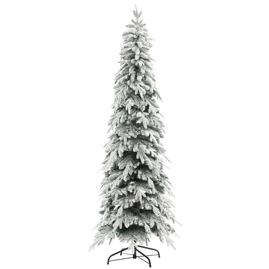 HOMCOM 7ft Snow-Covered Unlit Artificial Christmas Tree in Green