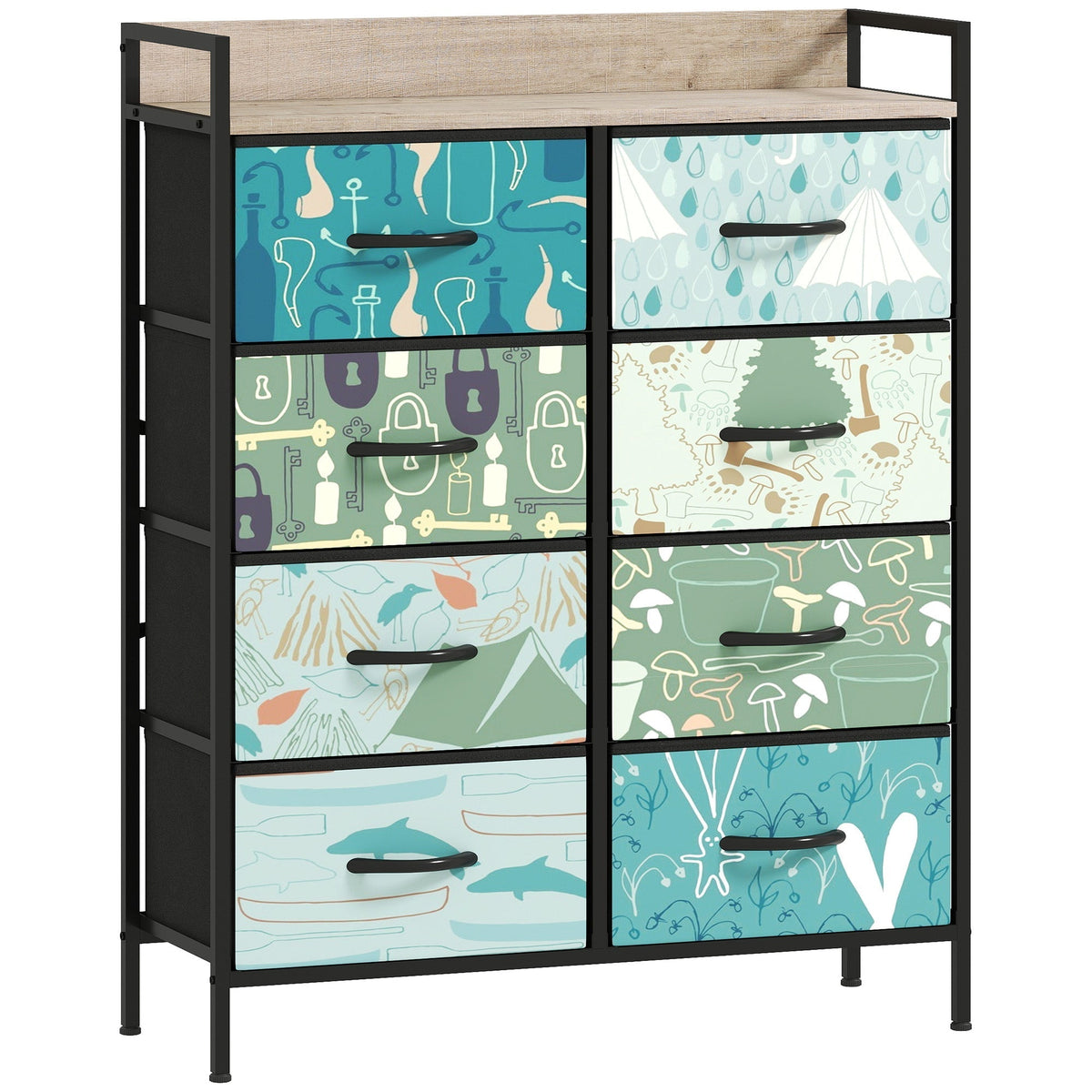 HOMCOM 8-Drawer Chest of Drawers in Blue