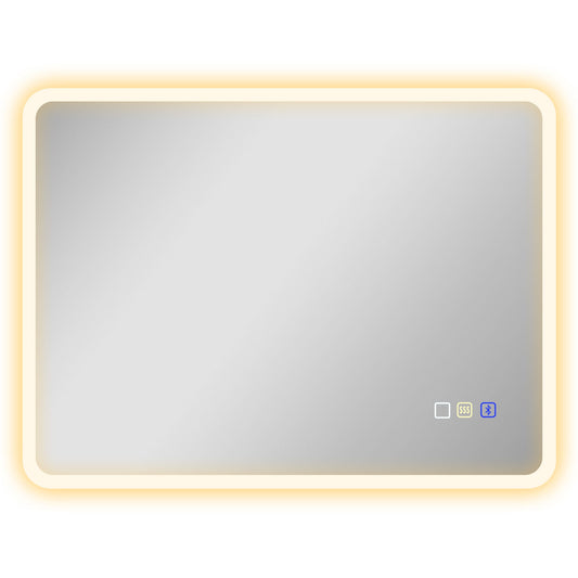 HOMCOM 80 x 60cm LED Bathroom Mirror, with Bluetooth - Silver Tone