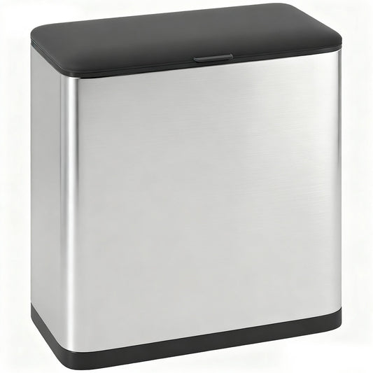 HOMCOM 8L Hanging Kitchen Bin, Rubbish bin with Lid and Removable Inner Bucket for Under Cabinet Door, Under Sink, Office