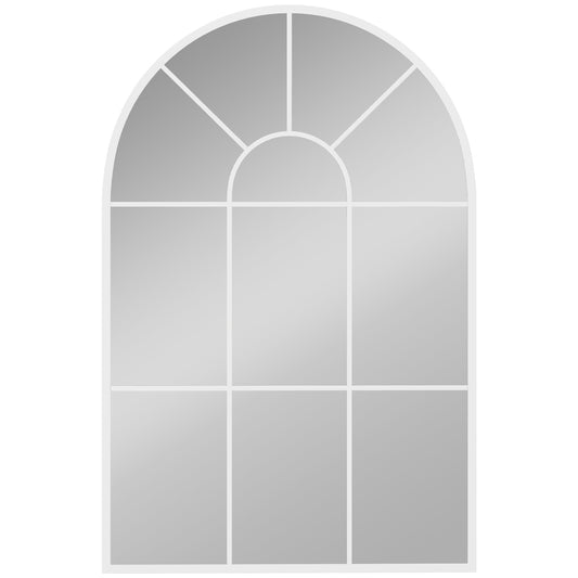 HOMCOM Arched Grid Mirror in White