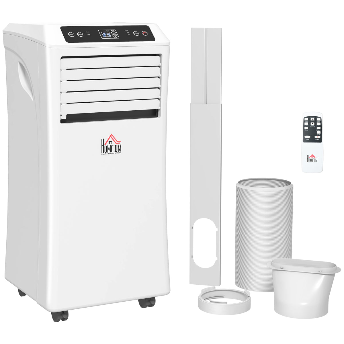 HOMCOM 9000 BTU Air Conditioning Unit, 3-in-1 Portable Air Conditioner, Dehumidifier, Cooling Fan with Remote Control, Digital Display, 2 Speeds, 24H Timer, Window Venting Kit, 28m²