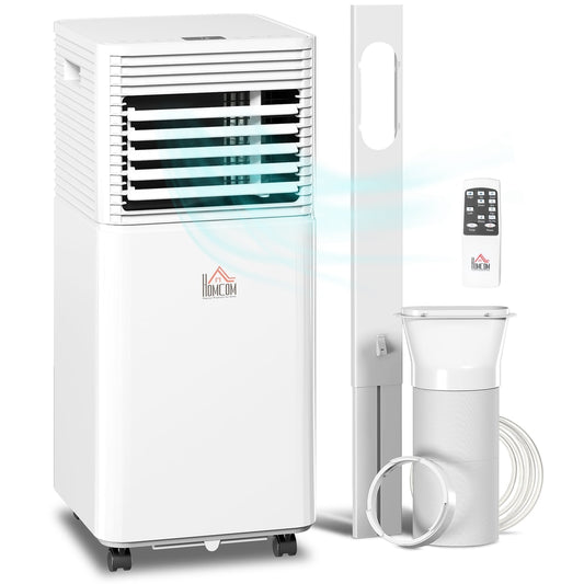 HOMCOM 9000 BTU Portable Air Conditioner for Cooling Dehumidifier Fan, Air Conditioning Unit for Room up to 28m², with Remote, 24H Timer, Window Mount Kit, R290, A Energy Efficiency, 1122W