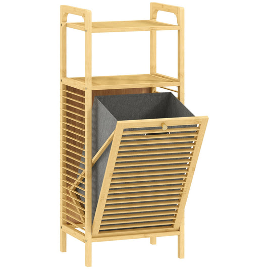 HOMCOM Bamboo Laundry Cabinet with Slatted Door in a Natural Wood Finish