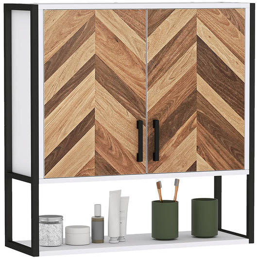 HOMCOM Bathroom Cabinet Wall Mounted in Walnut Brown
