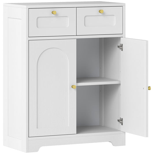 HOMCOM Bathroom Floor Cabinet with 2 Drawers in White