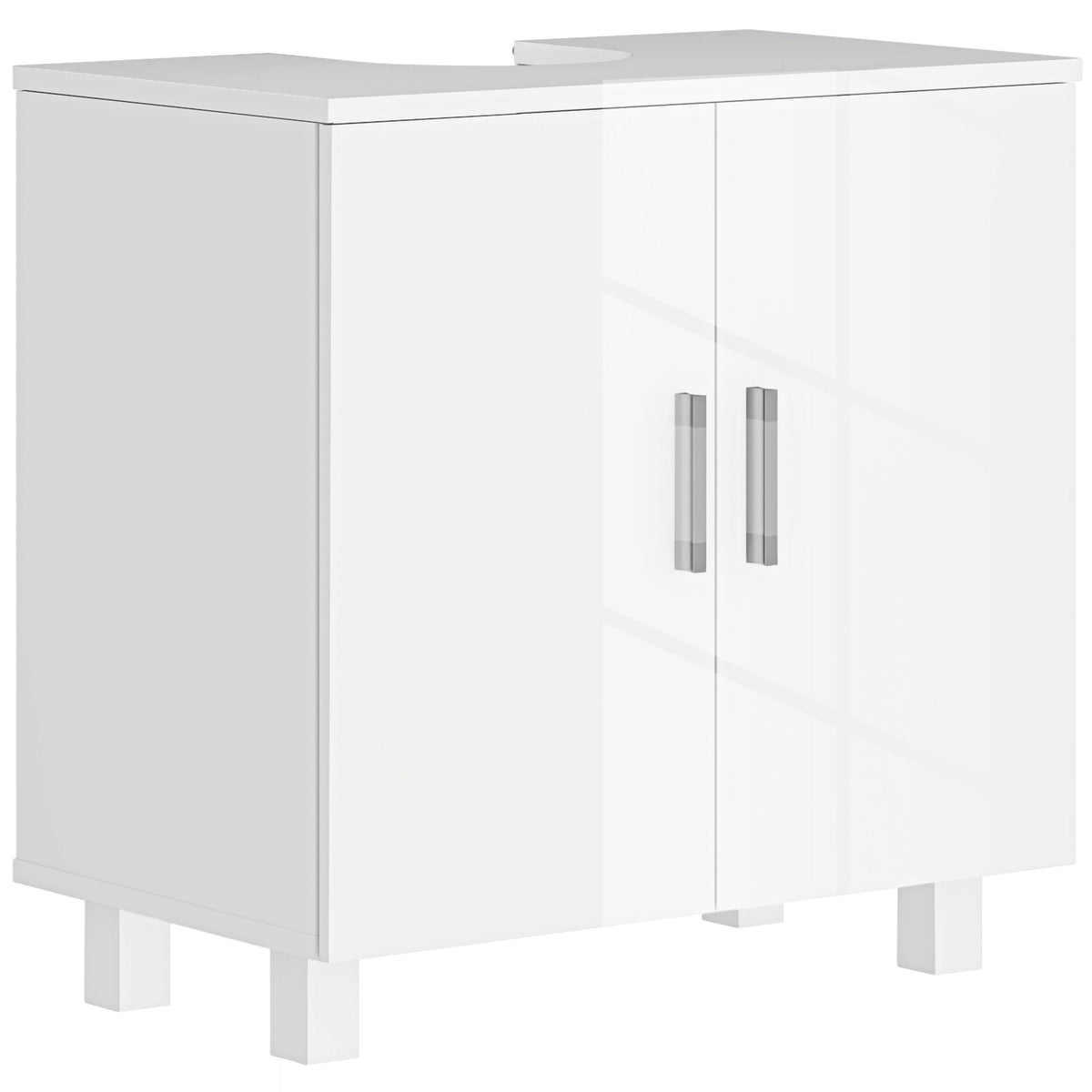 HOMCOM Bathroom Under Sink Cabinet in High Gloss White