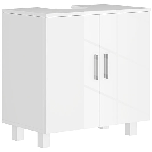 HOMCOM Bathroom Under Sink Cabinet in High Gloss White