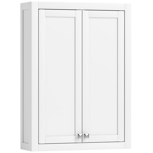 HOMCOM Bathroom Wall Cabinet with Adjustable Shelves in White