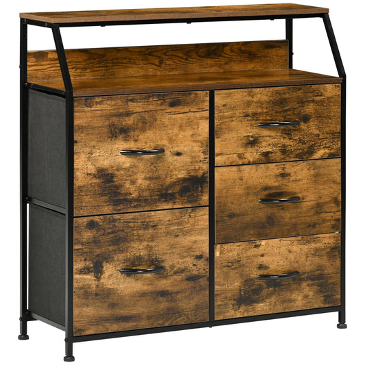 HOMCOM Bedroom Chest of Drawers in Rustic Brown