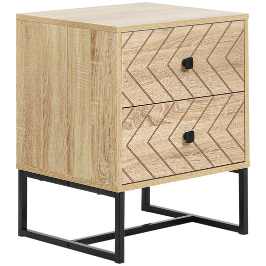 HOMCOM Bedside Table Nightstand in a Natural Wood Finish