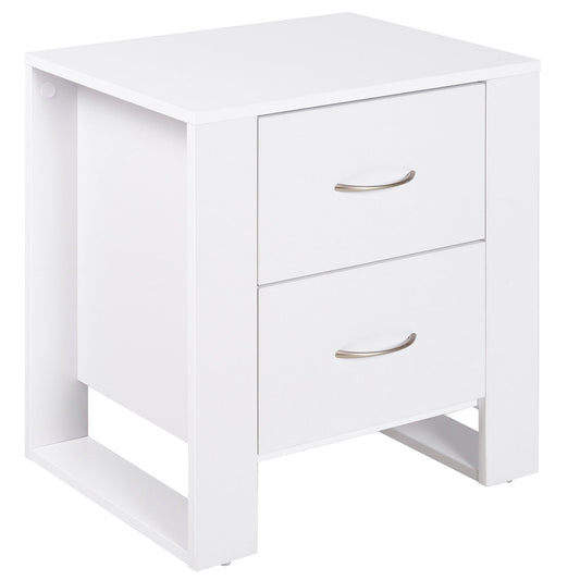 HOMCOM Bedside Table with 2 Drawers in White