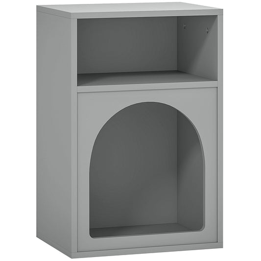 HOMCOM Bedside Table with 2 Open Compartments in Grey
