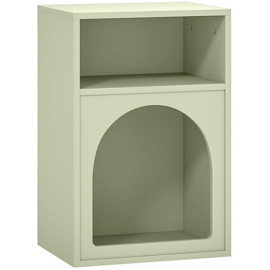 HOMCOM Bedside Table with 2 Open Compartments in Light Green