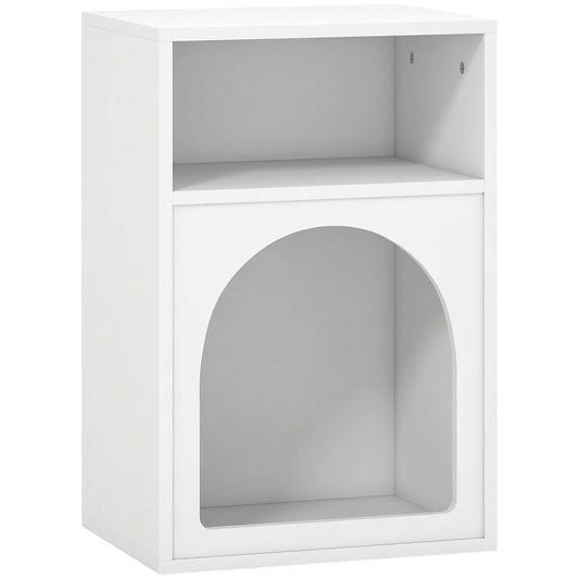 HOMCOM Bedside Table with 2 Open Compartments in White