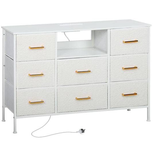 HOMCOM Boucle Chest of Drawers in Cream White