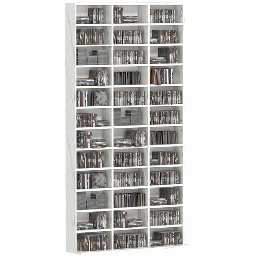 HOMCOM CD Storage Unit with Adjustable Shelves, 102 x 195 cm, Marble Effect