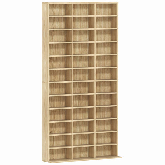 HOMCOM CD Storage Unit with Adjustable Shelves, 102 x 195 cm, Oak Tone