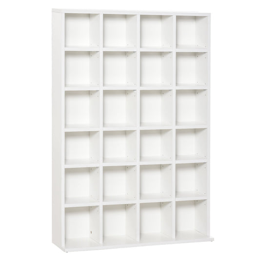 HOMCOM CD Storage Unit with Adjustable Shelves, 89 x 130.5 cm, White