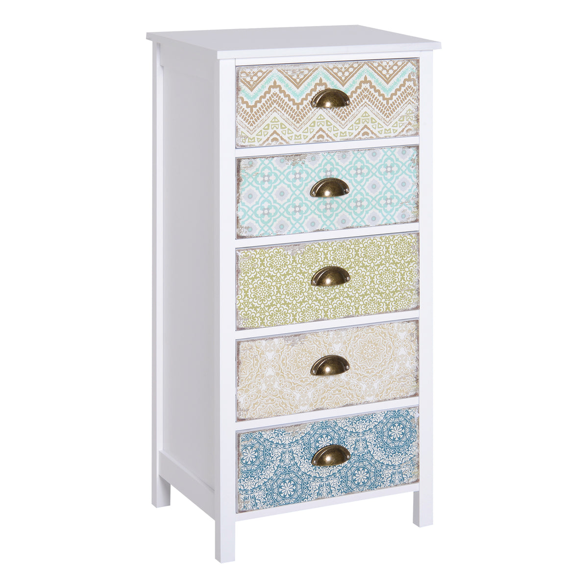 HOMCOM Chest of 5 Drawers Bedside Cabinet in Multi Colour