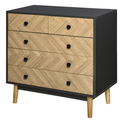 HOMCOM Chest of Drawers in Dark Grey and Nature Wood