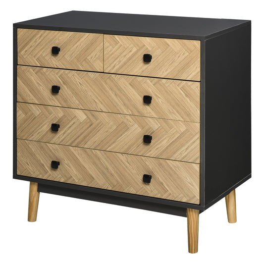 HOMCOM Chest of Drawers in Dark Grey and Nature Wood