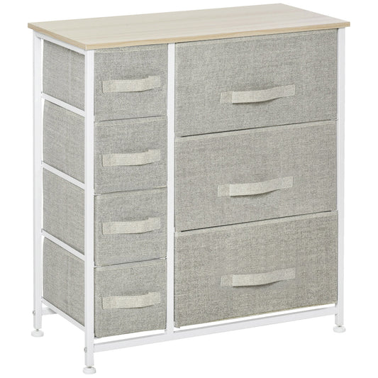 HOMCOM Chest of Drawers with 7 Drawers in Light Grey