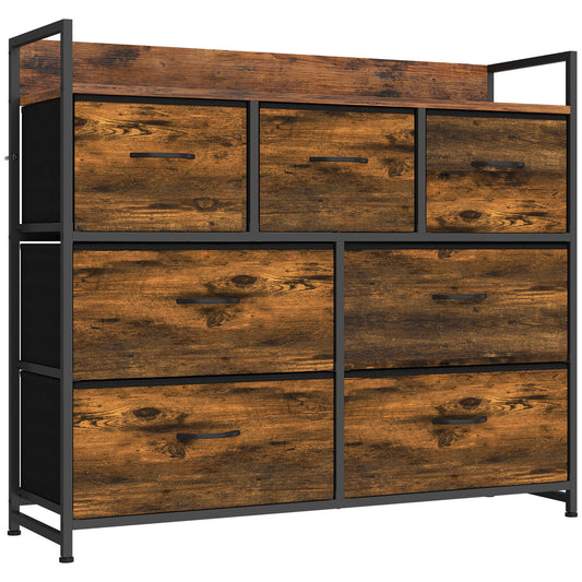 HOMCOM Chest of Drawers with 7 Drawers in Rustic Brown
