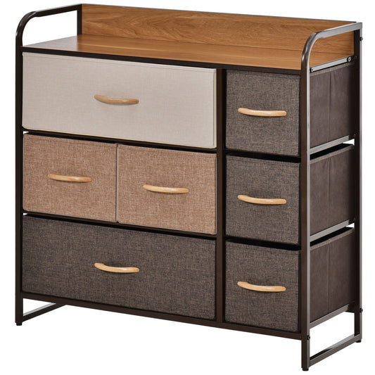 HOMCOM Chest of Drawers with 7 Foldable Drawers in Multi Colour