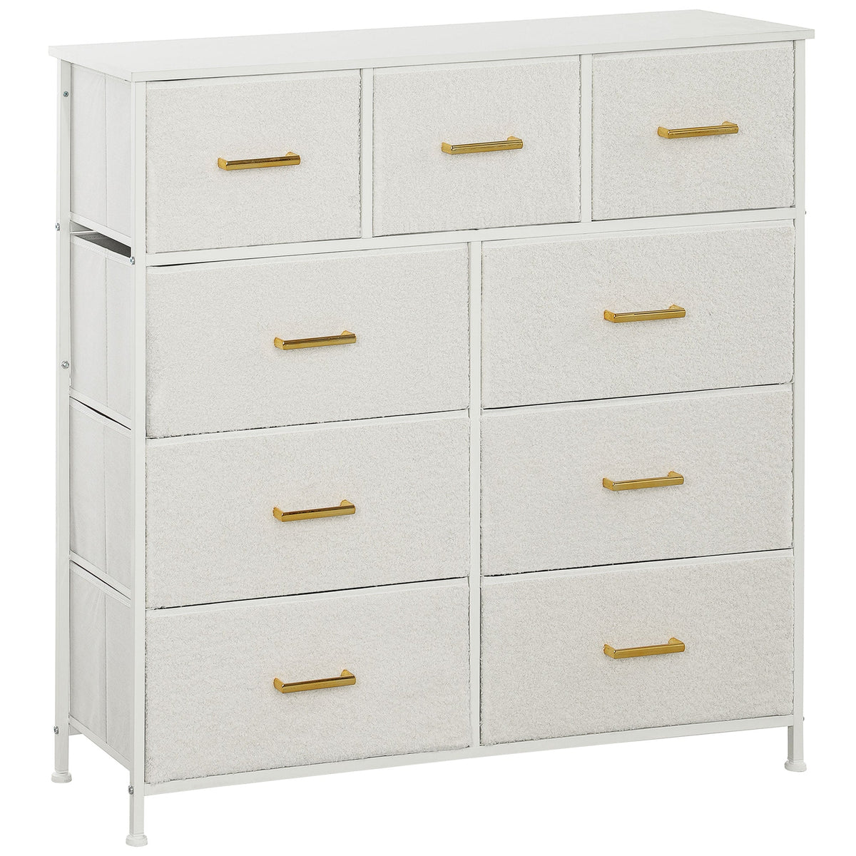 HOMCOM Chest of Drawers with 9 Fabric Drawers in Cream White
