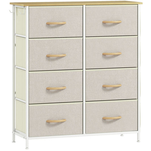 HOMCOM Chest of Eight Fabric Drawers in Beige