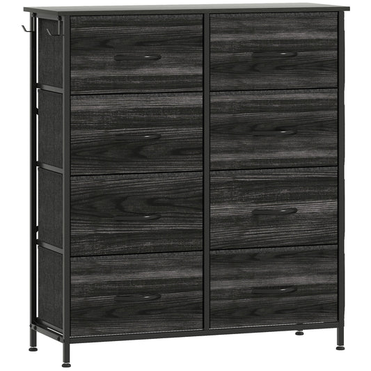 HOMCOM Chest of Eight Fabric Drawers in Black