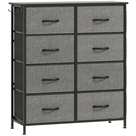 HOMCOM Chest of Eight Fabric Drawers in Charcoal Grey